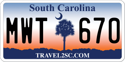 SC license plate MWT670