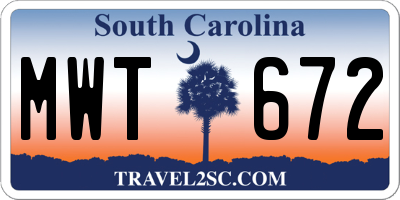 SC license plate MWT672