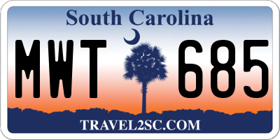 SC license plate MWT685