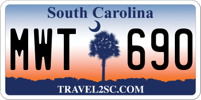 SC license plate MWT690