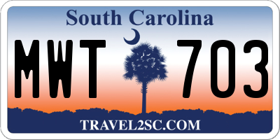 SC license plate MWT703