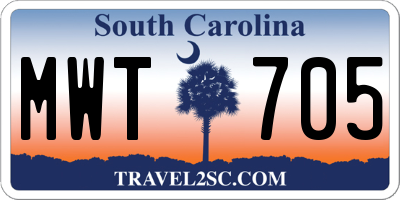 SC license plate MWT705
