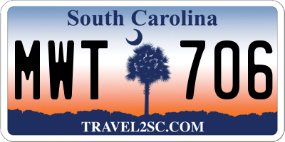 SC license plate MWT706