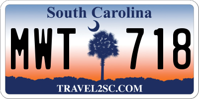 SC license plate MWT718