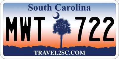 SC license plate MWT722