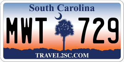 SC license plate MWT729