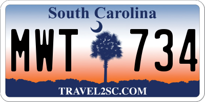 SC license plate MWT734