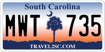 SC license plate MWT735