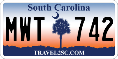 SC license plate MWT742