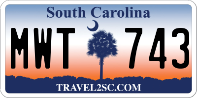 SC license plate MWT743