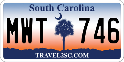 SC license plate MWT746