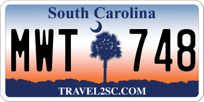 SC license plate MWT748