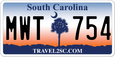 SC license plate MWT754