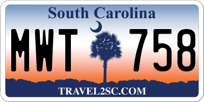 SC license plate MWT758