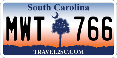SC license plate MWT766