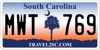 SC license plate MWT769