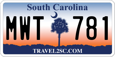 SC license plate MWT781