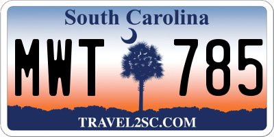 SC license plate MWT785