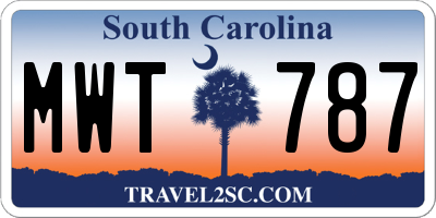 SC license plate MWT787