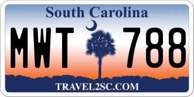 SC license plate MWT788