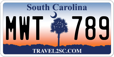SC license plate MWT789