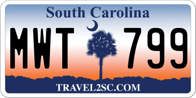 SC license plate MWT799