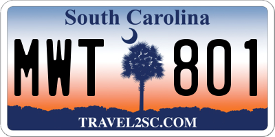 SC license plate MWT801