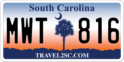 SC license plate MWT816