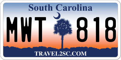 SC license plate MWT818