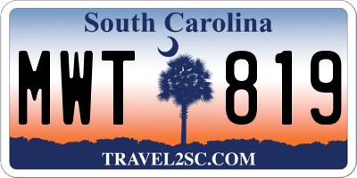 SC license plate MWT819