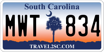 SC license plate MWT834