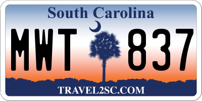 SC license plate MWT837