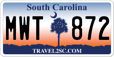 SC license plate MWT872