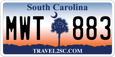 SC license plate MWT883