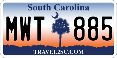 SC license plate MWT885