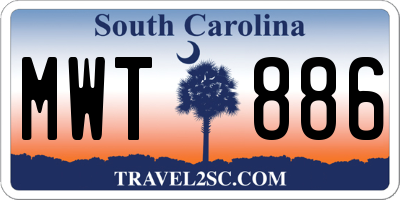 SC license plate MWT886