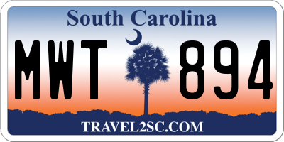 SC license plate MWT894
