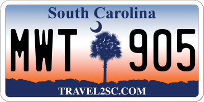 SC license plate MWT905