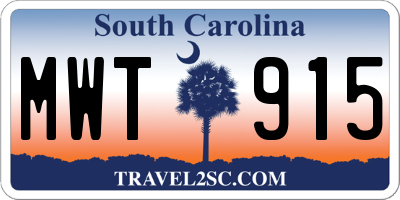 SC license plate MWT915