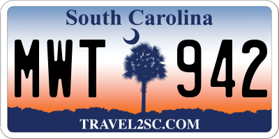 SC license plate MWT942