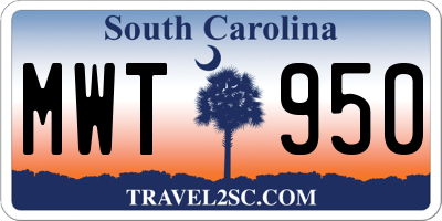 SC license plate MWT950