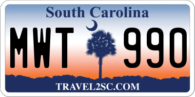 SC license plate MWT990