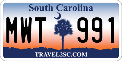 SC license plate MWT991