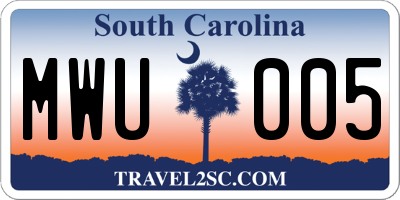 SC license plate MWU005