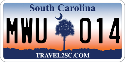 SC license plate MWU014