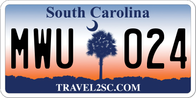 SC license plate MWU024
