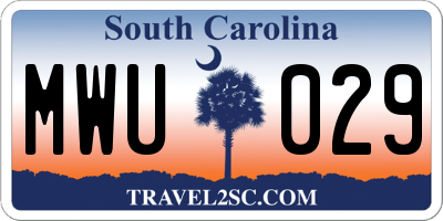 SC license plate MWU029