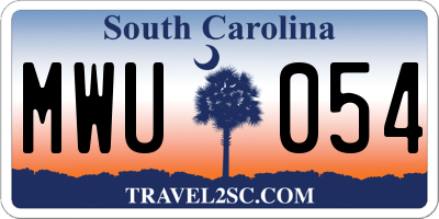 SC license plate MWU054