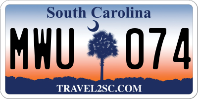 SC license plate MWU074