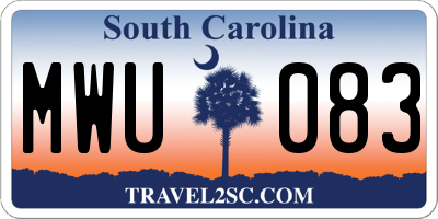 SC license plate MWU083